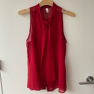 Red American Apparel Chiffon Sheer Button Down Tanktop